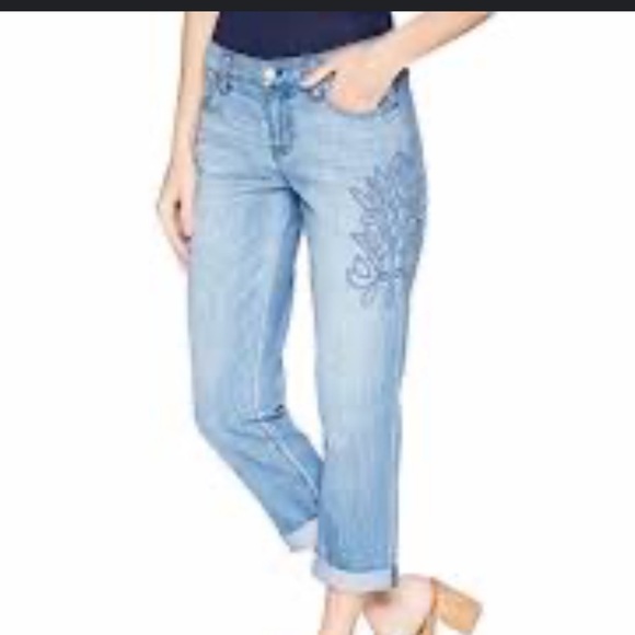 Liverpool Cameron Embroidered Crop Boyfriend Jeans 14 - Picture 1 of 8